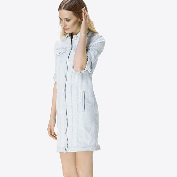 New J Brand Maxi Denim Bleach Striped Jacket Dress NWT Size XS - Picture 5 of 16